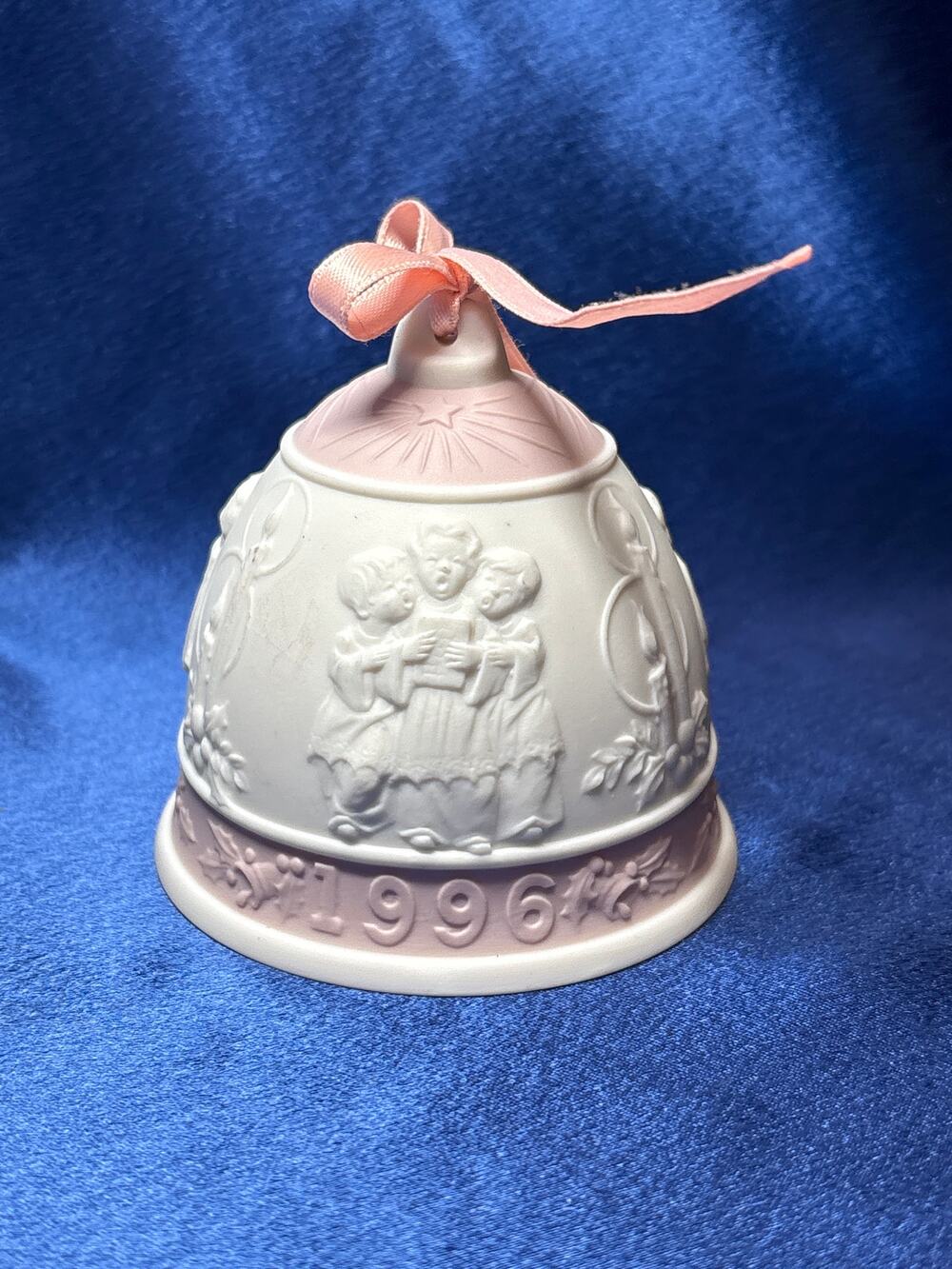 Vintage Lladro 1996 Bisque Porcelain Christmas Bell Ornament